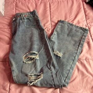 Distressed Blue Jeans